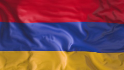 The flag of Armenia flutters in the wind. Animation 3D