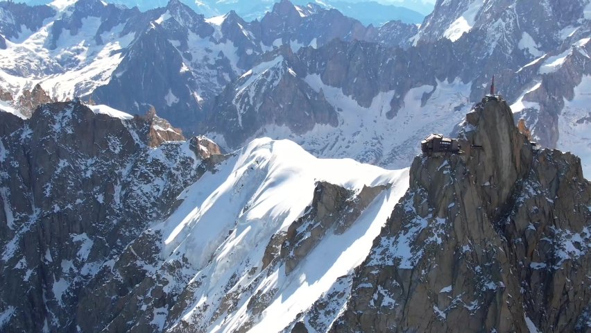 Overview over the beautiful mountain range of mount Everest - Aerial Drone Shot