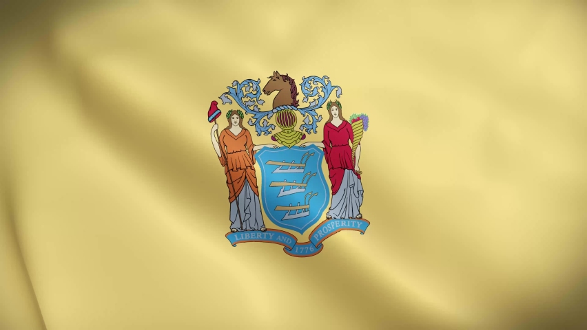 4K National Animated Sign of New Jersey, Animated New Jersey flag, New Jersey  Flag waving, The national flag of New Jersey animated.
