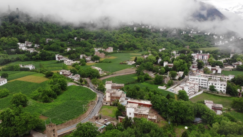 Stone watch towers and Tibetan architecture in Sichuan, western China
