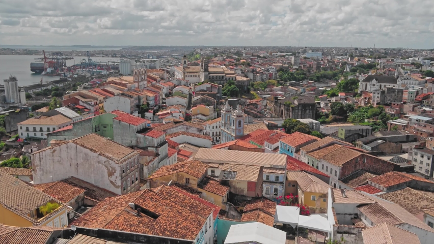 Aerial view of Pelourinnho historic center in Salvador Bahia Brazil Royalty-Free Stock Footage #1092462923