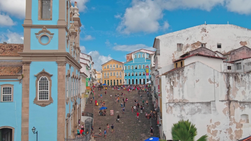 Aerial view of Pelourinnho historic center in Salvador Bahia Brazil Royalty-Free Stock Footage #1092462929