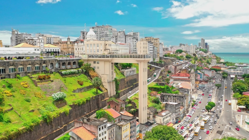 Aerial view of Elevador Lacerda in Salvador Bahia Brazil