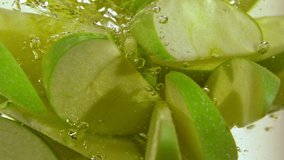 Super Slow Motion Shot of Green Apple Slices Falling into Water Vortex at 1000 fps. - Powered by Shutterstock - Get 15% off with code: PIKWIZARD15