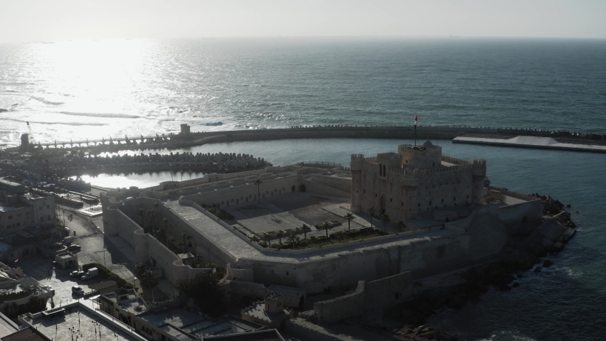 Drone footage of Qaitbay Citadel,Bey Citadel in Alexandria