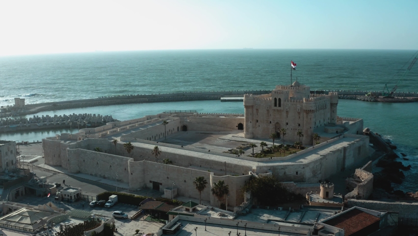 Drone footage of Qaitbay Citadel,Bey Citadel in Alexandria