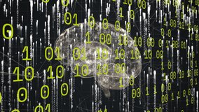 Animation of binary code and brain on black background. Network, data processing, connections and technology concept digitally generated video. - Powered by Shutterstock - Get 15% off with code: PIKWIZARD15
