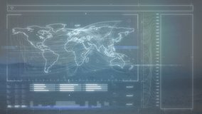 Animation of moving clock and data processing with world map over sea. Global connections, computing and digital interface concept digitally generated video. - Powered by Shutterstock - Get 15% off with code: PIKWIZARD15