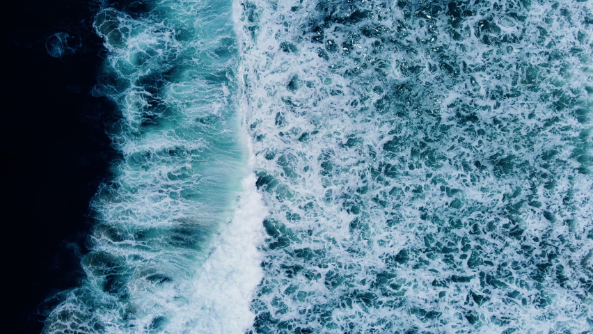 Top-down aerial view of the powerful deep blue ocean waves during the monsoon season amazing video Tropical Sea Andaman Sea : 4K Video High quality Apple ProRes HQ | Shutterstock HD Video #1092493927