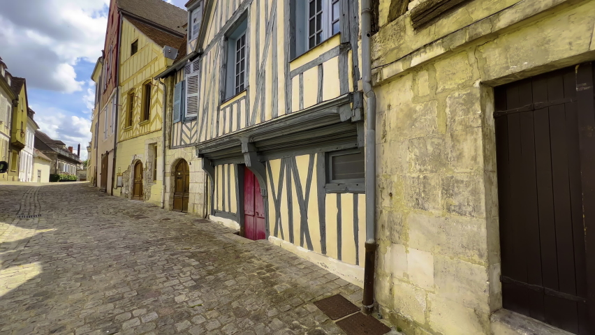 Historic French house. Medieval houses, Normandy, France. French history and traditions