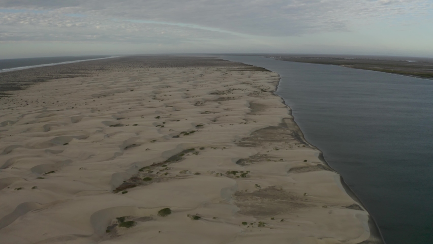 Beautiful Landscape of Sand Dunes Beach on Baja California Sur Peninsula, Mexico - Aerial