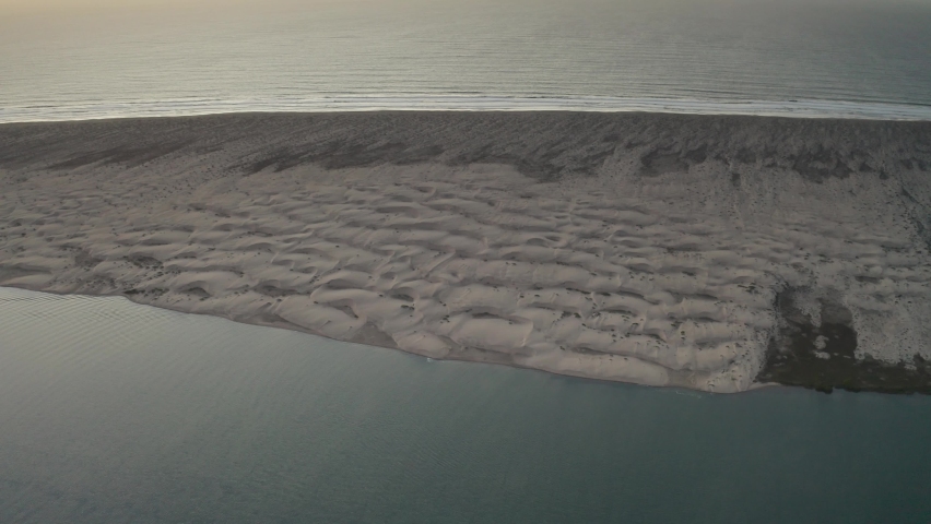 Sand Dune Peninsula on Coast of Baja California Sur, Mexico - Aerial Flight