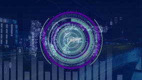 Animation of data processing with nft text and clock over cityscape. Global technology and digital interface concept digitally generated video. - Powered by Shutterstock - Get 15% off with code: PIKWIZARD15