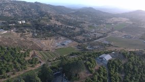 California Valley of Escondido • Wine Vineyards, Farms, Barns and Iconic Homes • Aerial Sky Footage perfect for B Roll • San Diego USA