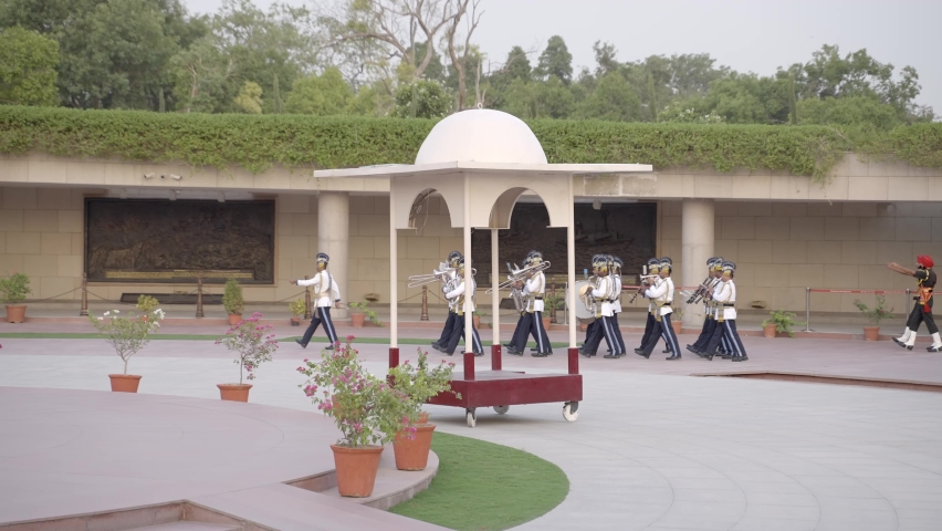Marching Band At National War Memorial In New Delhi, India. - wide