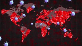 Animation of virus cells over world map. Global pandemic and digital interface concept digitally generated video. - Powered by Shutterstock - Get 15% off with code: PIKWIZARD15