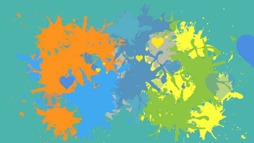 Animation of stains over blue and yellow hearts. Ukraine crisis and digital interface concept digitally generated video. - Powered by Shutterstock - Get 15% off with code: PIKWIZARD15