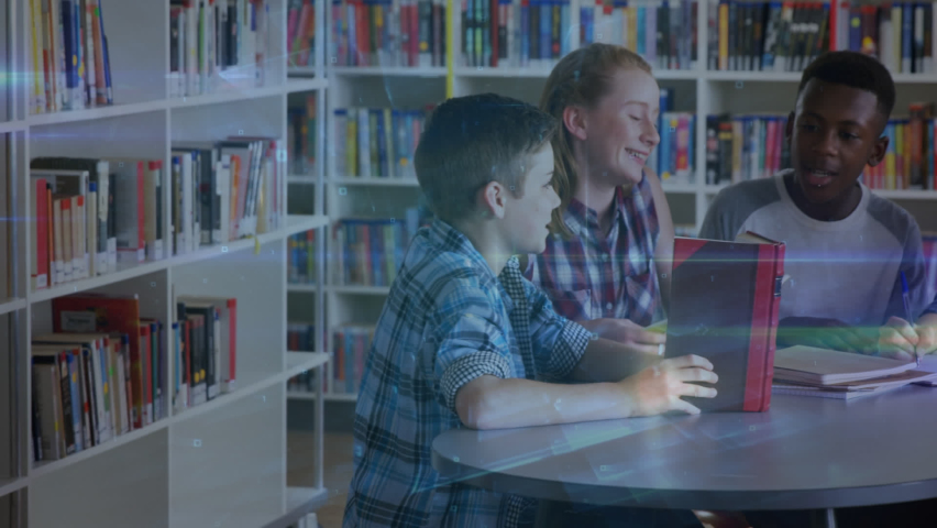 Animation of network of connections over diverse group of students. Learning and education concept digitally generated video. - Powered by Shutterstock - Get 15% off with code: PIKWIZARD15