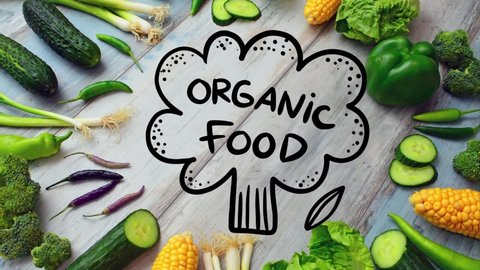 Organic Food Animated Text Animation Handwritten Stock Footage Video ...