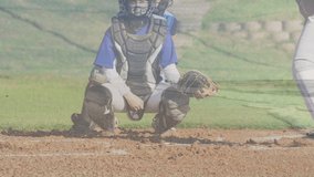 Animation of seascape over caucasian boys playing baseball. Sport, training and movement concept digitally generated video. - Powered by Shutterstock - Get 15% off with code: PIKWIZARD15