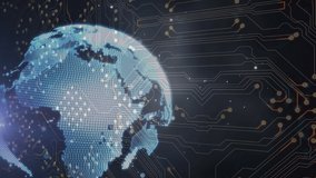 Animation of integrated circuit over globe and lights in navy space. Global network and technology concept digitally generated video. - Powered by Shutterstock - Get 15% off with code: PIKWIZARD15