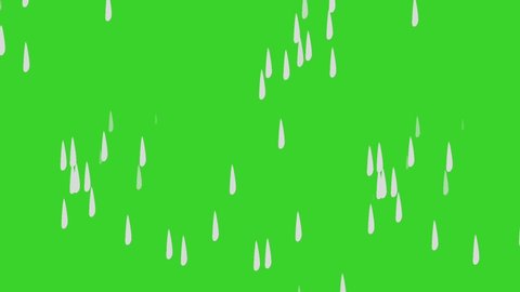 Cartoon Raindrops Animation On Green Screen Stock Footage Video (100% ...