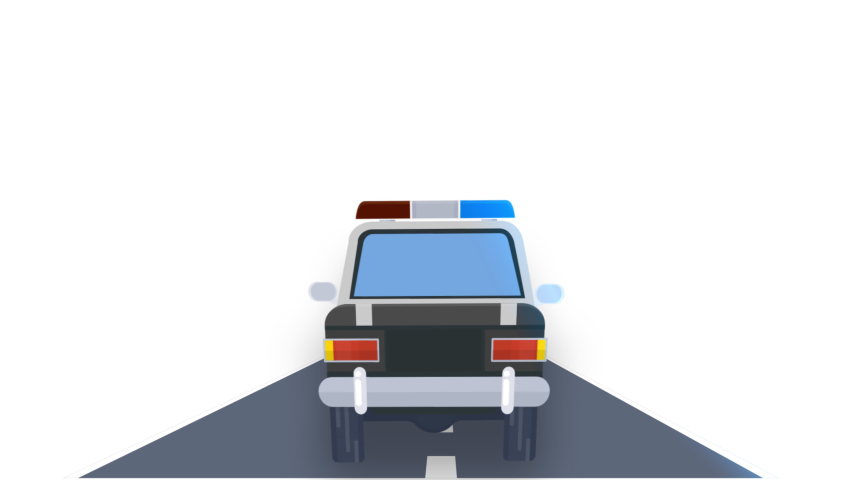 Police car. Animation of a police car chase, alpha channel. Cartoon