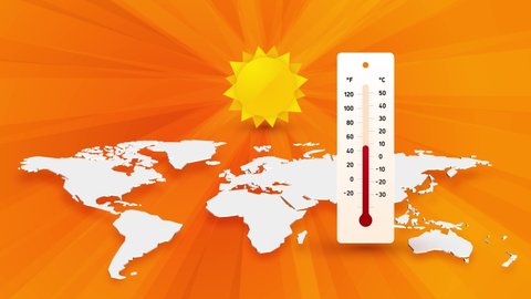 World Map Sun Warming Planet Temperature Stock Footage Video (100% ...