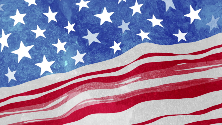 USA colors, stars and stripes abstract grunge illustration. Independence Day modern american background. Seamless looping motion design. Video animation Ultra HD 4K 3840x2160