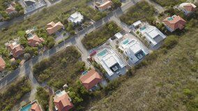 Aerial tilting shot of the residential district in Curacao