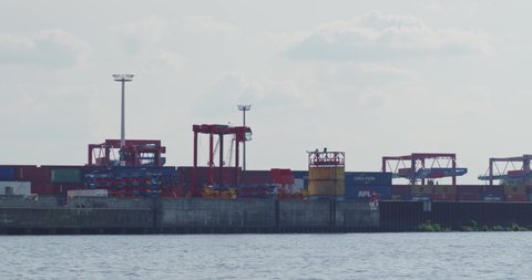 HAMBURG, GERMANY june 2022: Gantry crane at daytime in the port of Hamburg