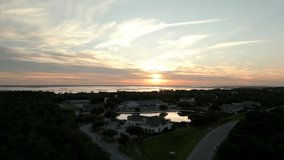Aerial footage sunset Corolla North Carolina USA