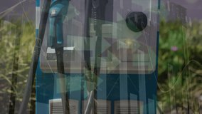 Animation of data processing over ev charging station. Ev charging station for electric car, green energy, eco power, sustainability and co2 reduction. - Powered by Shutterstock - Get 15% off with code: PIKWIZARD15