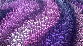 Pink and purple rotating background. Animated 3d rectangle pattern. Ornament is abstract lavender field. Wave of musical mosaic. Screensaver for games, presentations, business, websites. 4k