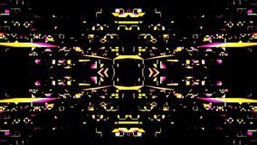 Kaleidoscope, mandala. 3d render music broadcast TV flashing, night club, music video vj pattern. Looping pattern. Abstract background Equalizer DJ disco neon led lighting. Moving fractal. 4k footage