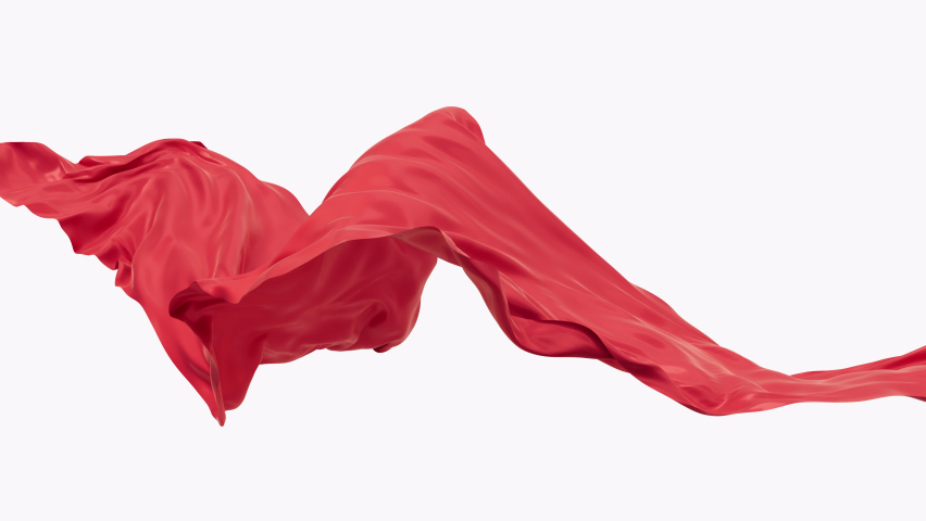 Flowing red wave cloth with alpha channel, 3d rendering. Royalty-Free Stock Footage #1092580517