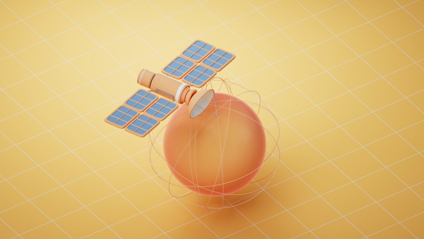 Cartoon planet sphere with satellite, 3d rendering.