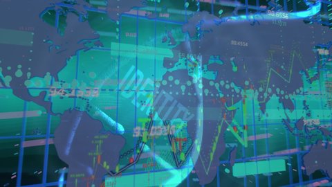 Animation Data Processing Over World Map Stock Footage Video (100% ...