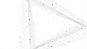 White black contrast background with linear triangles and dots. Seamless looping minimal geometric motion design. Video animation Ultra HD 4K 3840x2160