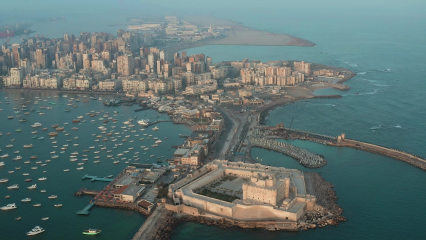 Drone footage of Qaitbay Citadel,Bey Citadel in Alexandria