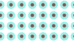 Computerized digital prints of small flowers on white background for interior decor. Motion graphics.