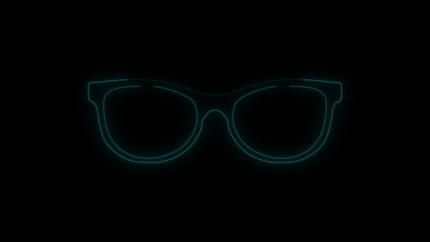 Neon glowing glasses icon isolated on black background, Fashion model glasses in neon light, fantastic trend with neon style effect. Meta verse and viral reality design. Glowing neon line glasses.