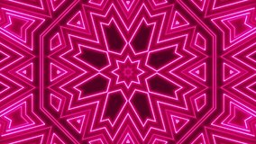 Abstract psychedelic mandala  pattern with neon glowing lines. Modern vj loop night club or party background. Bright neon glowing geometric mosaic in futuristic design