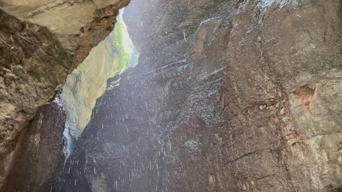 Scenic View Water Dripping Through Rocks Stock Footage Video (100% ...