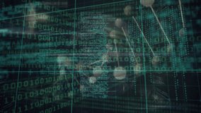 Animation of binary coding, scientific data processing and dna strand spinning. global science, computing, data processing and digital interface concept digitally generated video. - Powered by Shutterstock - Get 15% off with code: PIKWIZARD15