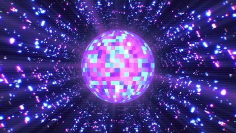 Shining Retro Mirror Ball in the Cyberspace