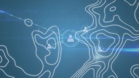 Animation on network of connections and isohypses on blue background. Network, connections and technology concept digitally generated video. - Powered by Shutterstock - Get 15% off with code: PIKWIZARD15