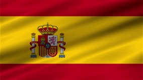 Texture background with a waving flag of Spain. Flag video for design and advertising. 3D-Illustration. 3D-rendering
