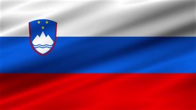 Texture background with a waving flag of Slovenia. Flag video for design and advertising. 3D-Illustration. 3D-rendering