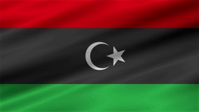 Texture background with a waving flag of Libya. Flag video for design and advertising. 3D-Illustration. 3D-rendering